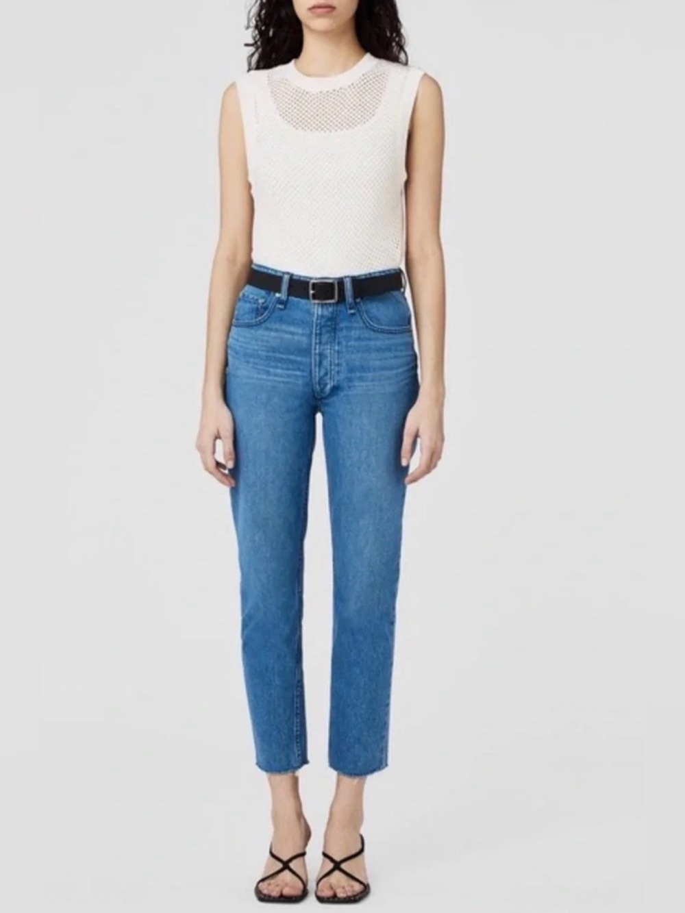 rag & bone Nina High Rise Ankle Cigarette Jeans 28 Poppy Raw Hem Button Fly $225